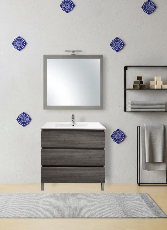 Mobile bagno a terra NAPOLI da 80 cm rovere scuro