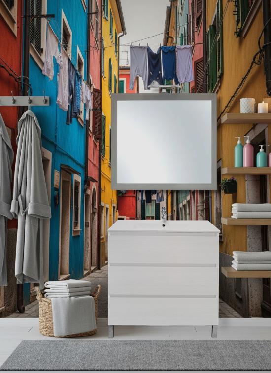 Mobile bagno a terra NAPOLI da 90 cm bianco opaco