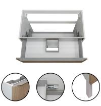 Mobile bagno a terra SIENA rovere naturale da 60 cm e lavabo lino opaco - Gallery