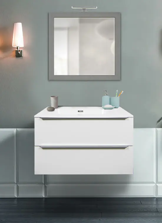Mobile bagno PORDENONE bianco opaco da 105 cm con lavabo Quarzimar