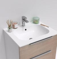 mobile bagno rovere naturale con due cassetti e lavabo integrato in ceramica - Gallery