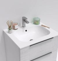 mobile bagno bianco frassinato con due cassetti e lavabo integrato in ceramica - Gallery