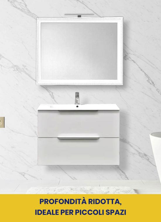 Mobile bagno sospeso ALBA da 70 cm bianco frassinato