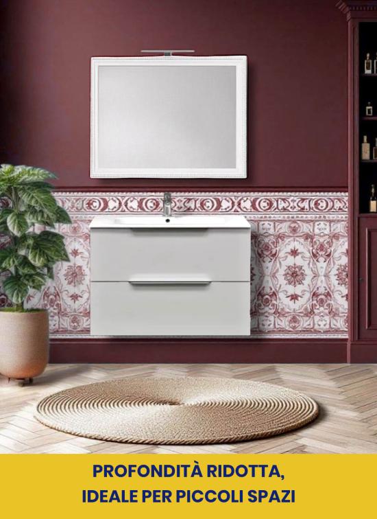 Mobile bagno sospeso ALBA da 70 cm bianco lucido