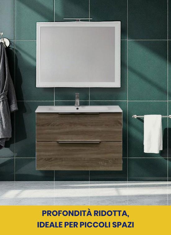 Mobile bagno sospeso ALBA da 80 cm quercia