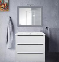 Mobile bagno TRIESTE sospeso bianco frassinato 80 cm con lavabo in ceramica standard - Gallery