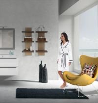 Mobile bagno TRIESTE sospeso bianco opaco 80 cm con lavabo da appoggio in ceramica standard - Gallery