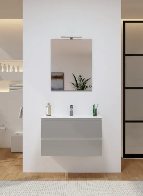 Mobile bagno sospeso DIAMANTE 2 cassetti 80cm grigio cemento