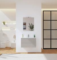 Mobile bagno sospeso DIAMANTE 2 cassetti 80cm grigio cemento - Gallery