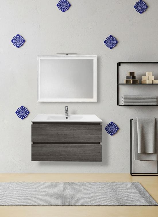 Mobile bagno sospeso NAPOLI da 80 cm rovere scuro