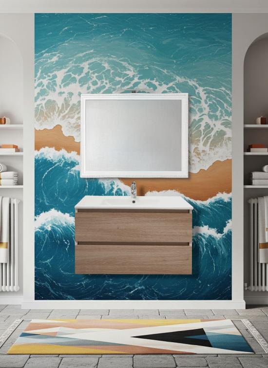 Mobile bagno sospeso NAPOLI da 90 cm quercia