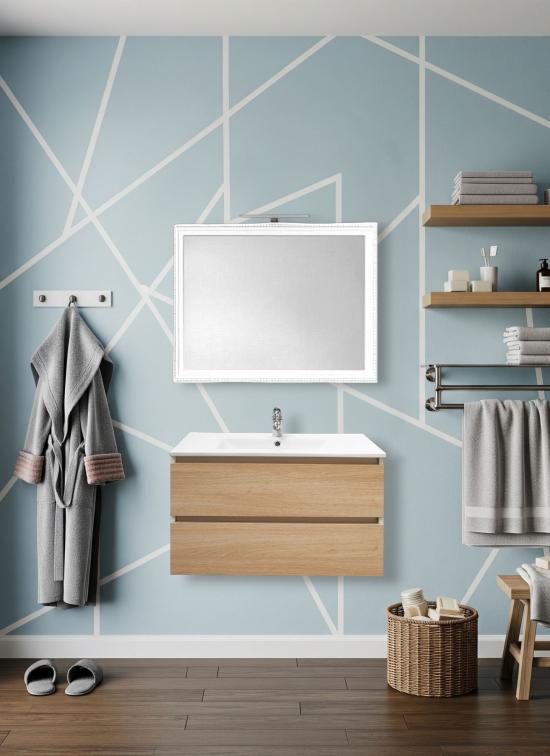 Mobile bagno sospeso NAPOLI da 90 cm rovere naturale
