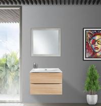Mobile bagno TRIESTE sospeso rovere naturale 80 cm con lavabo in ceramica standard - Gallery
