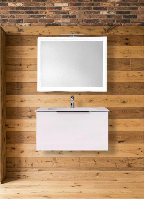 Mobile bagno TRENTO bianco opaco da 80 cm e lavabo Ruben in ceramica standard