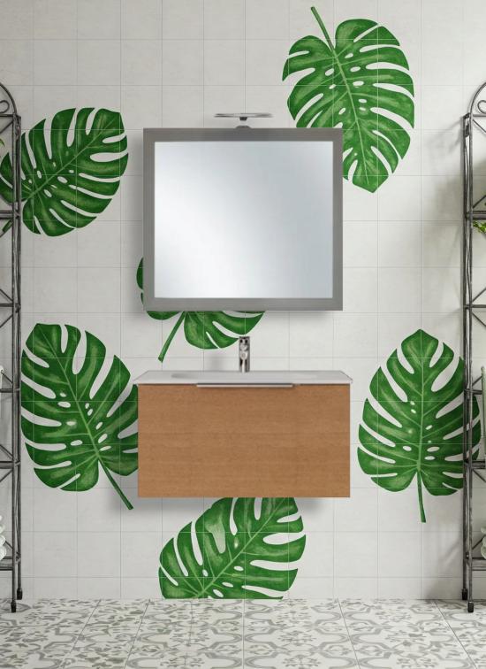 Mobile bagno TRENTO quercia da 80 cm e lavabo Ruben in ceramica standard