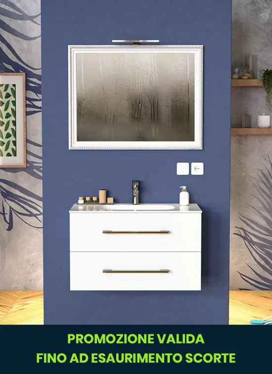 Mobile bagno VENETO bianco opaco 80 cm con lavabo Quarzimar