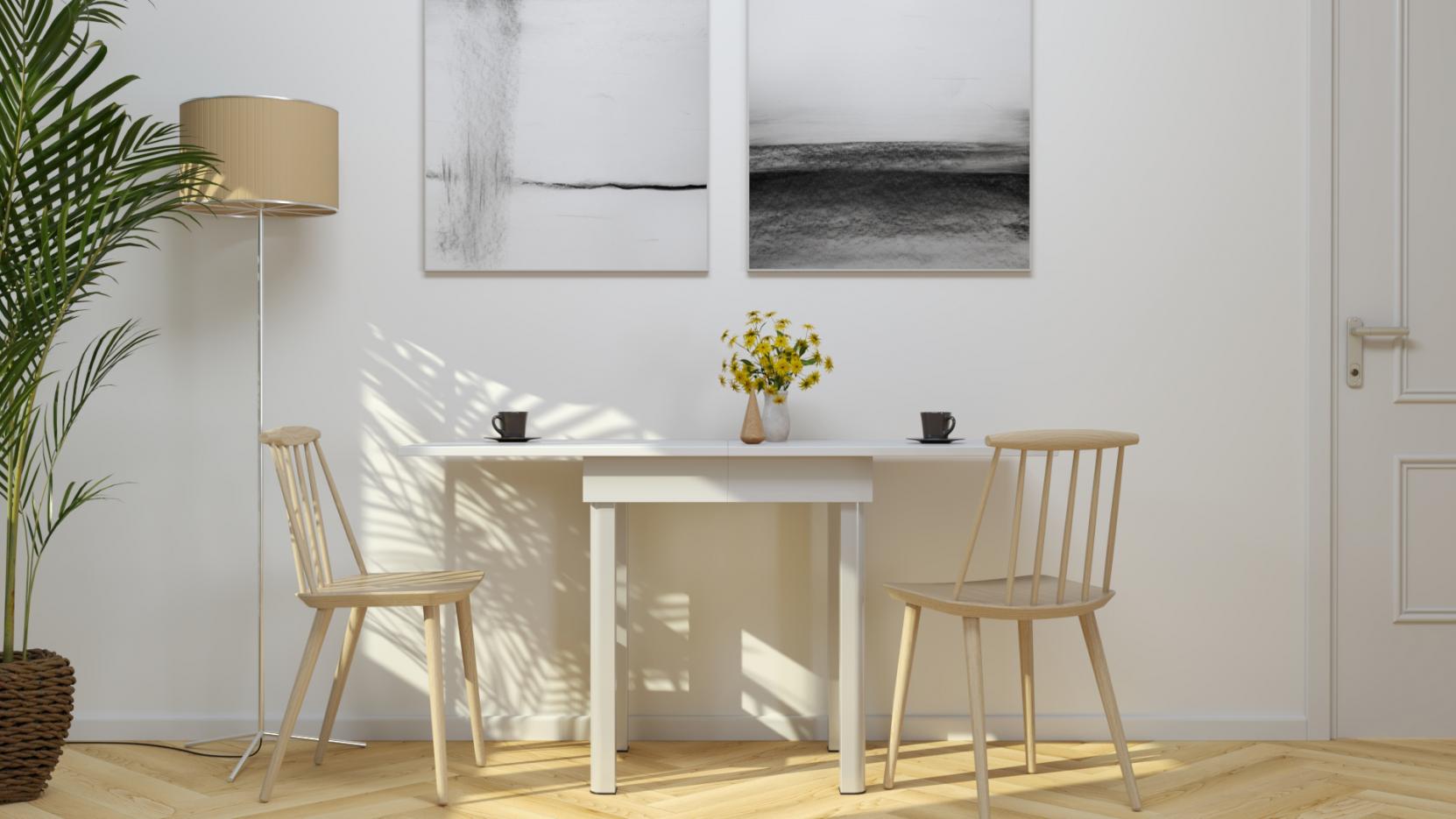 tavolo allungabile 60x70 cm aperto bianco